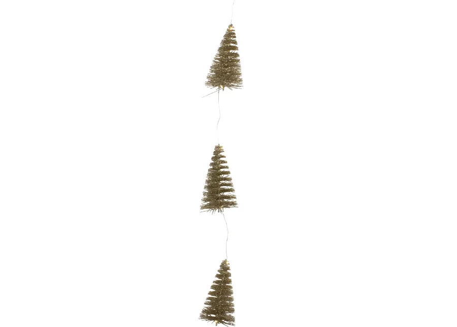 6.75' LED Lighted B/O Gold Mini Sisal Tree Christmas Garland - Warm White Lights