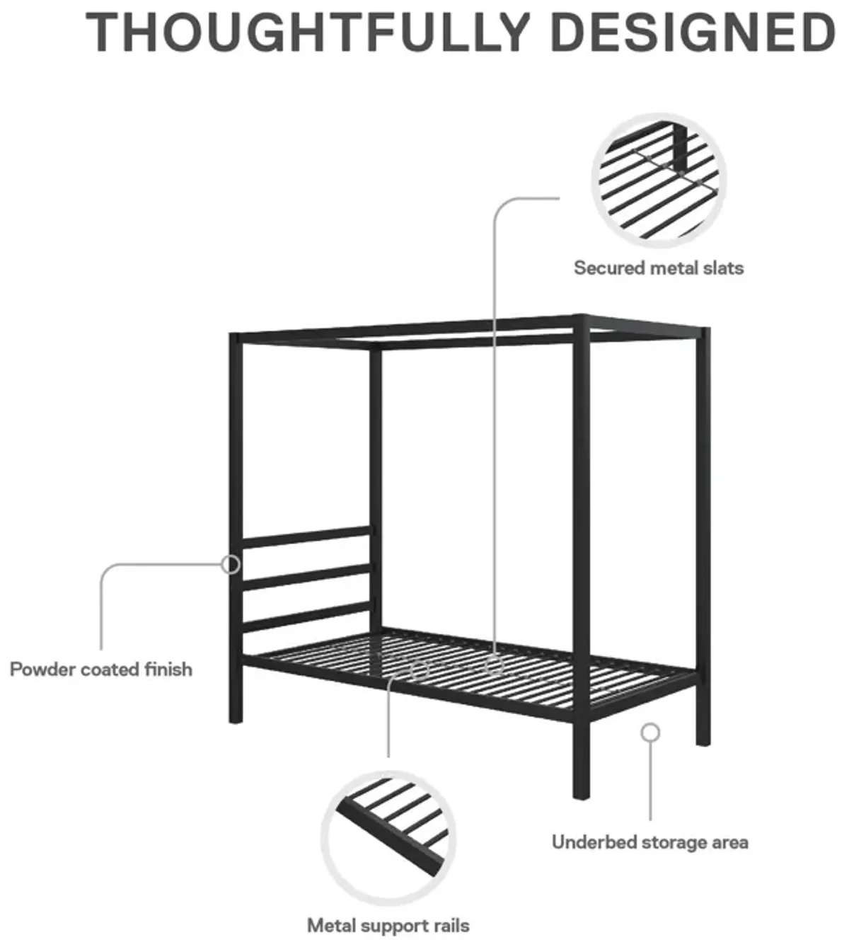 Atwater Living Cara Metal Square Canopy Bed