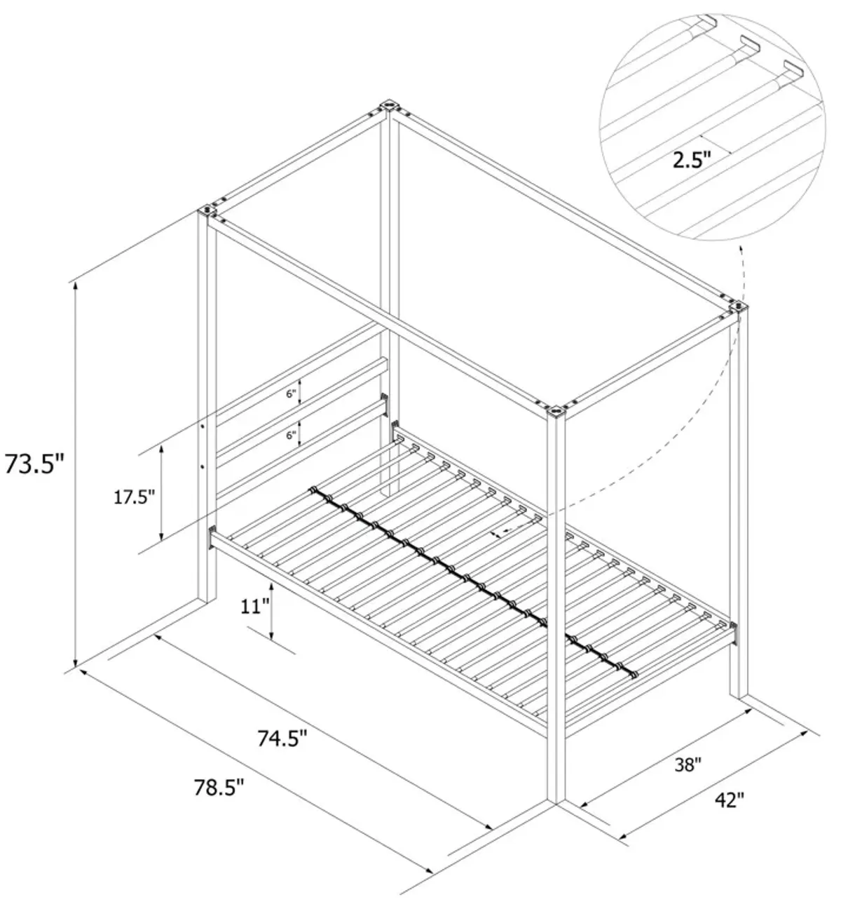 Atwater Living Cara Metal Square Canopy Bed