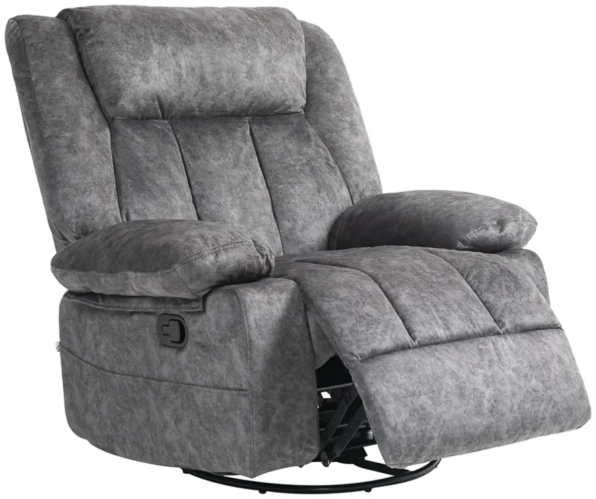 HOMCOM Recliner Chair, Swivel Rocker Chair for Nursery, Charcoal Gray