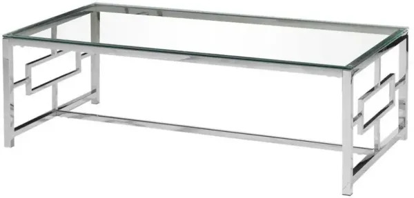 Best Master Stainless Steel and Glass Coffee Table in Silver Base/Clear