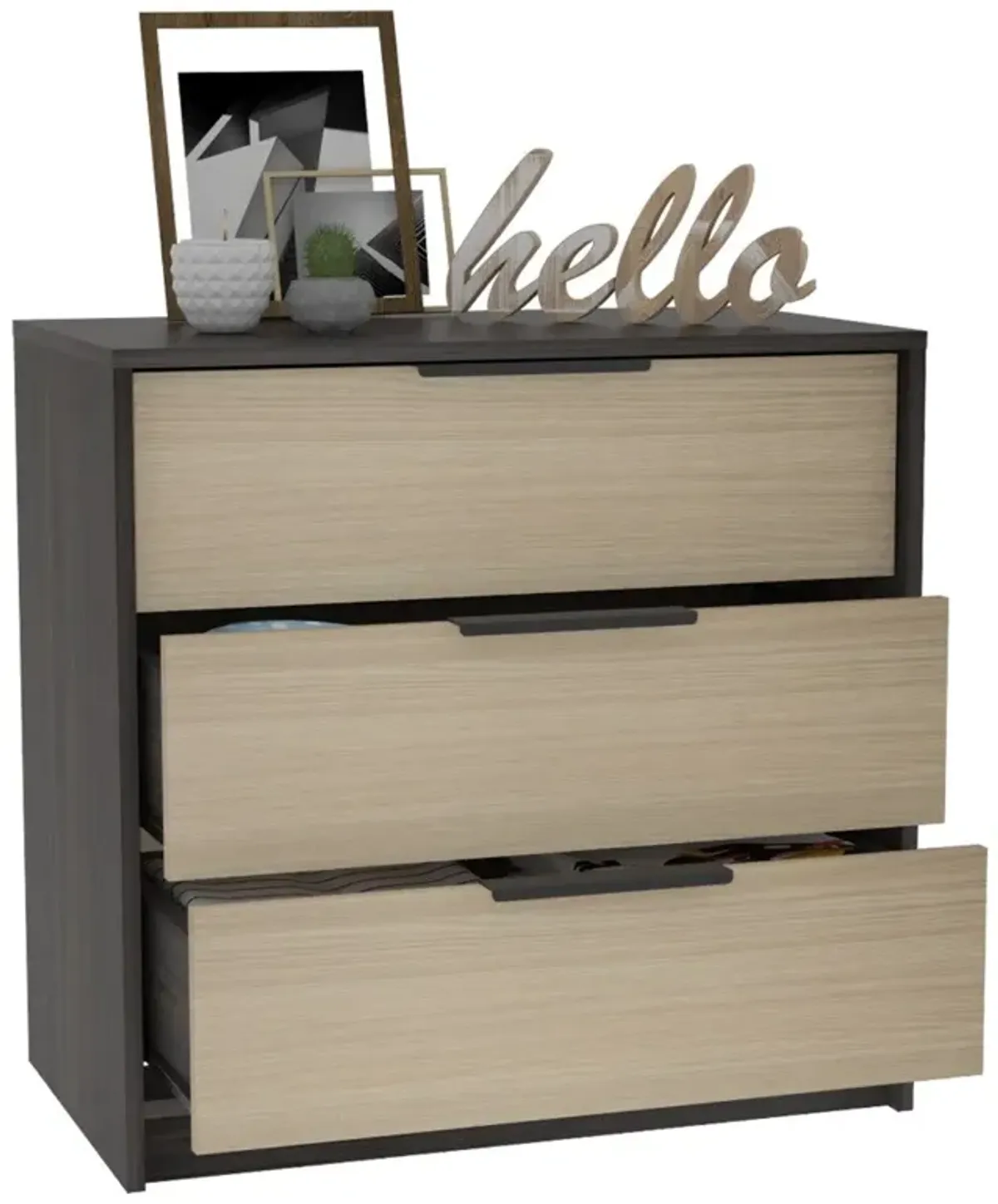 3 Drawers Dresser Maryland, Bedroom, Black / Pine