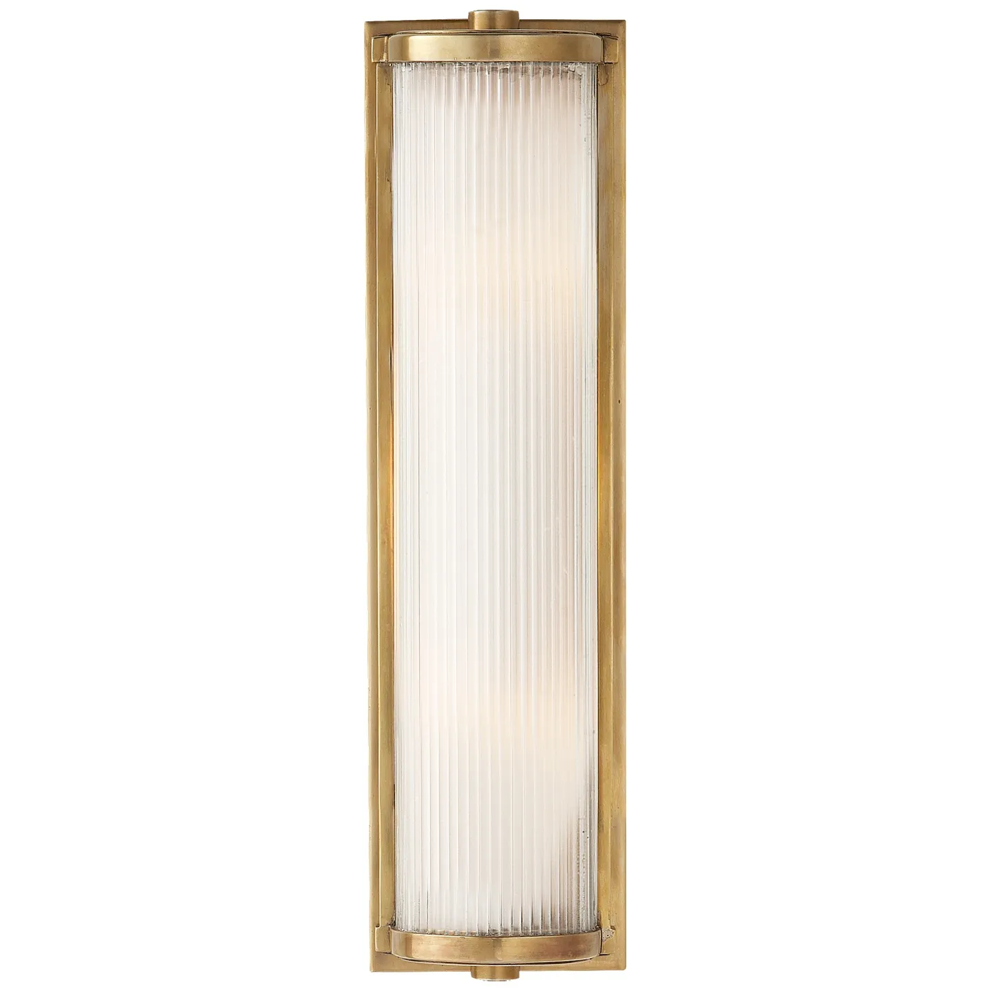 Dresser Long Glass Rod Light in Antique Brass