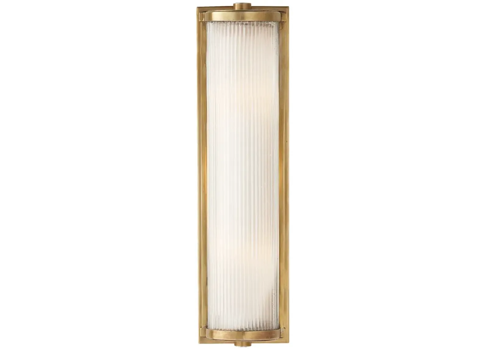 Dresser Long Glass Rod Light in Antique Brass