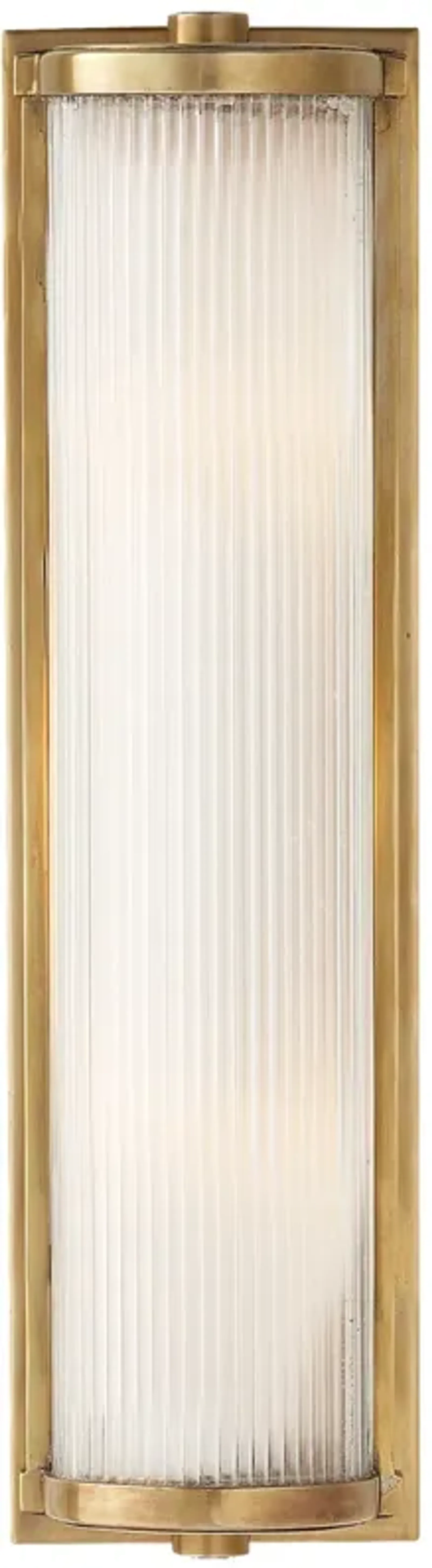 Dresser Long Glass Rod Light in Antique Brass