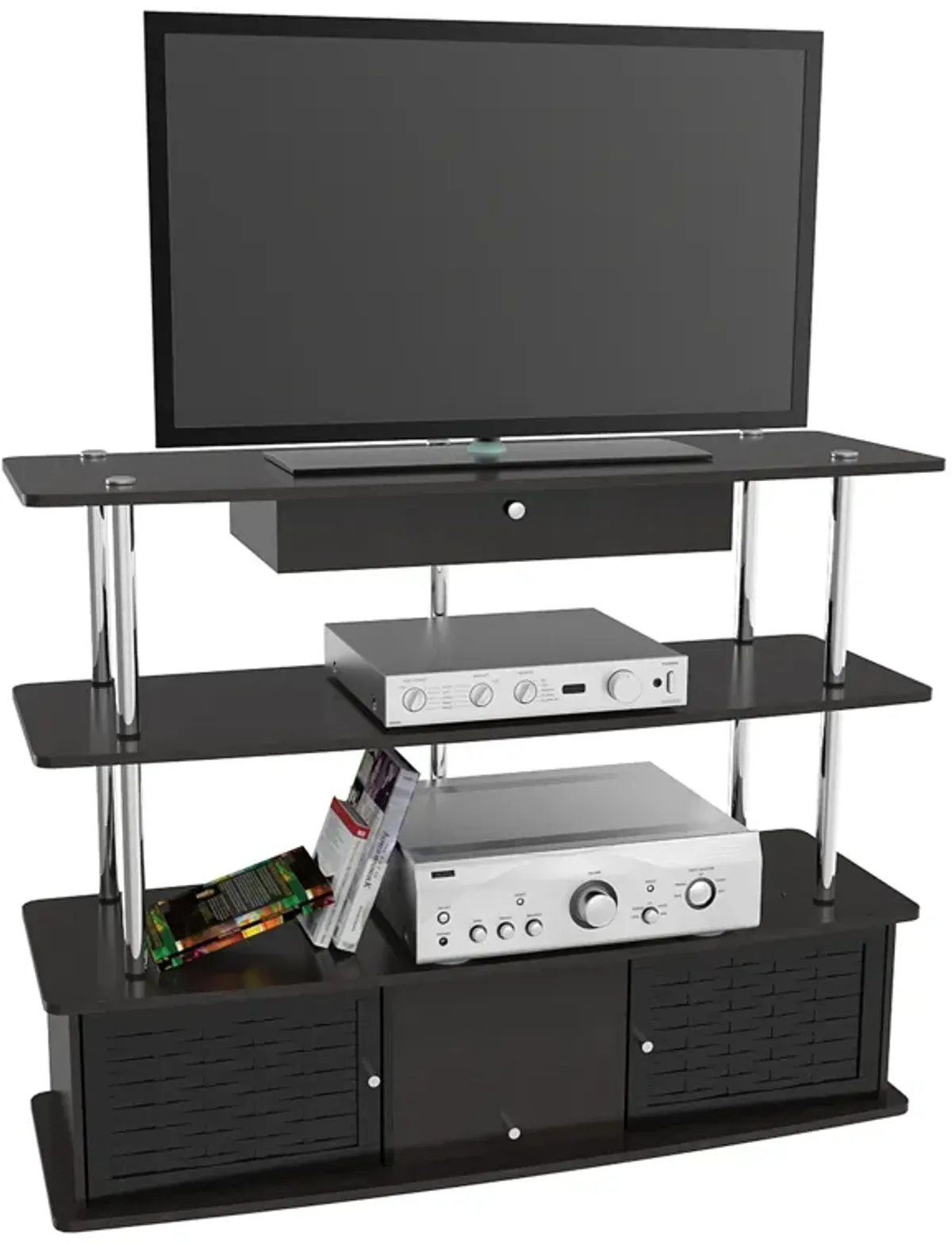 Convenience Concepts Designs2Go Aspen 1 Drawer TV Stand with Storage Cabinets and Shelves