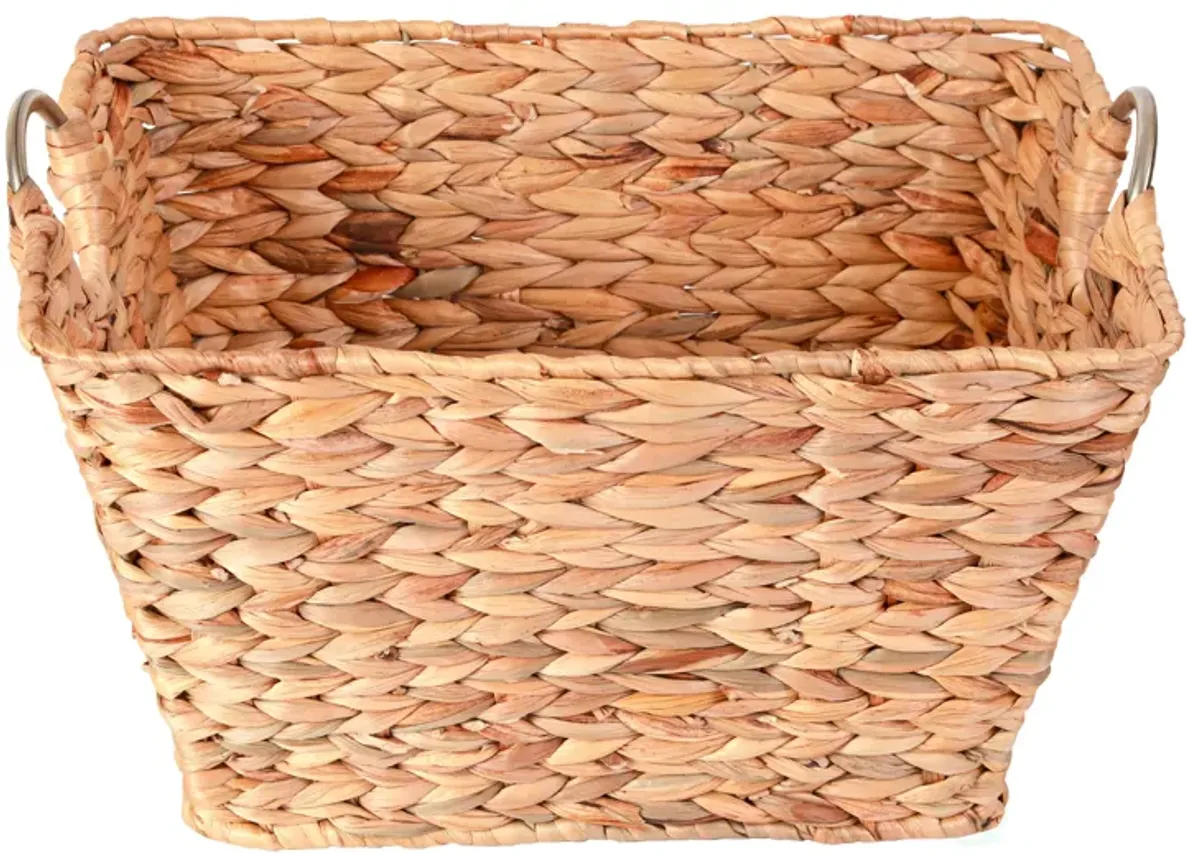 Water Hyacinth Wicker Large Square Storage Laundry Basket with Handles