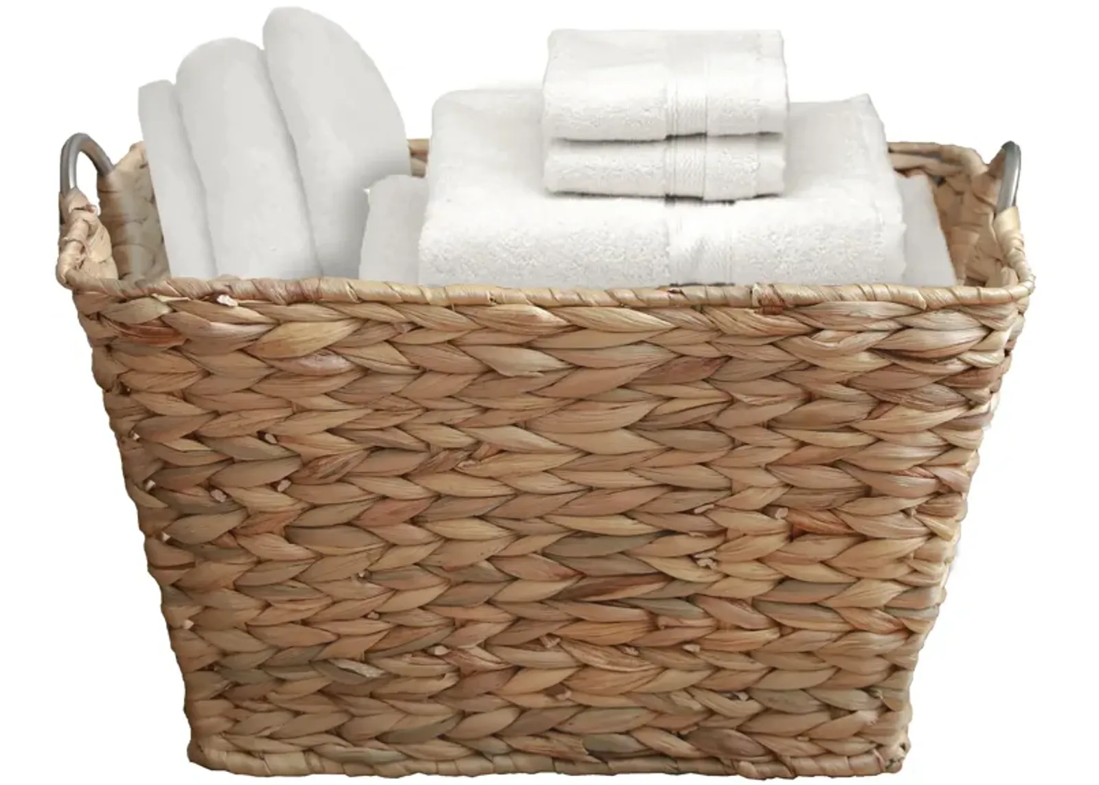 Water Hyacinth Wicker Large Square Storage Laundry Basket with Handles