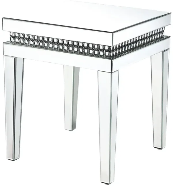 Hivvago 24" Silver Mirrored Square End Table