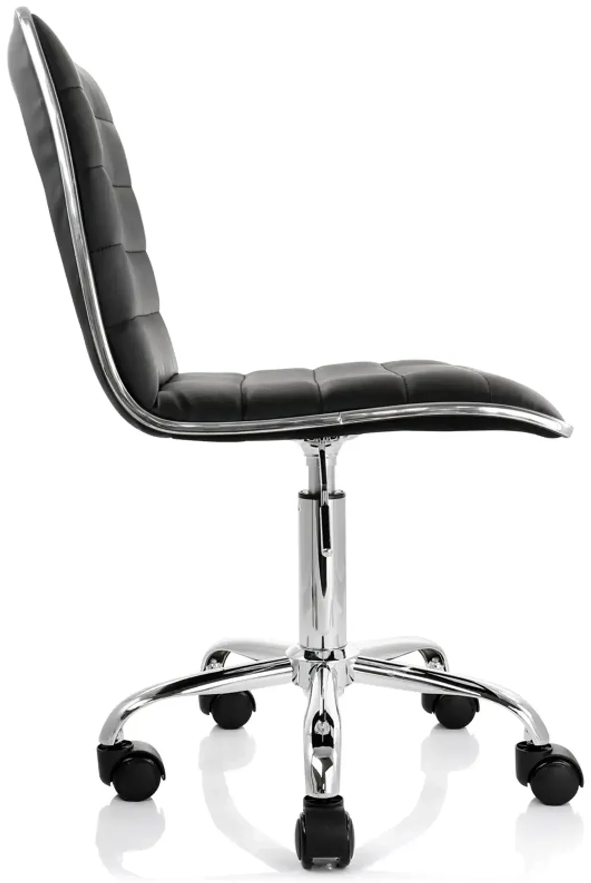 Elama 2 Piece Adjustable Faux Leather Rolling Office Chair in Black with Chrome Finish