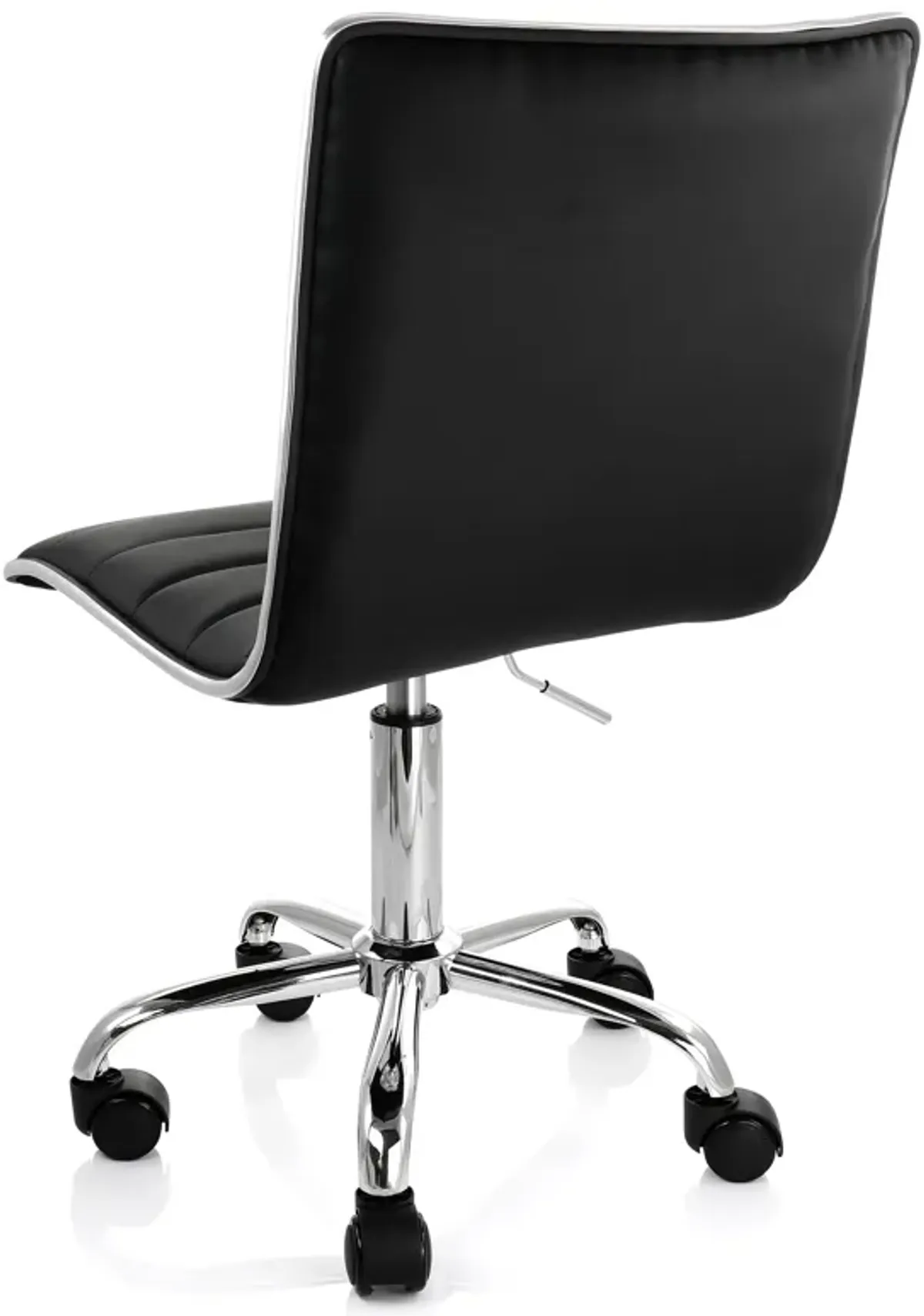 Elama 2 Piece Adjustable Faux Leather Rolling Office Chair in Black with Chrome Finish