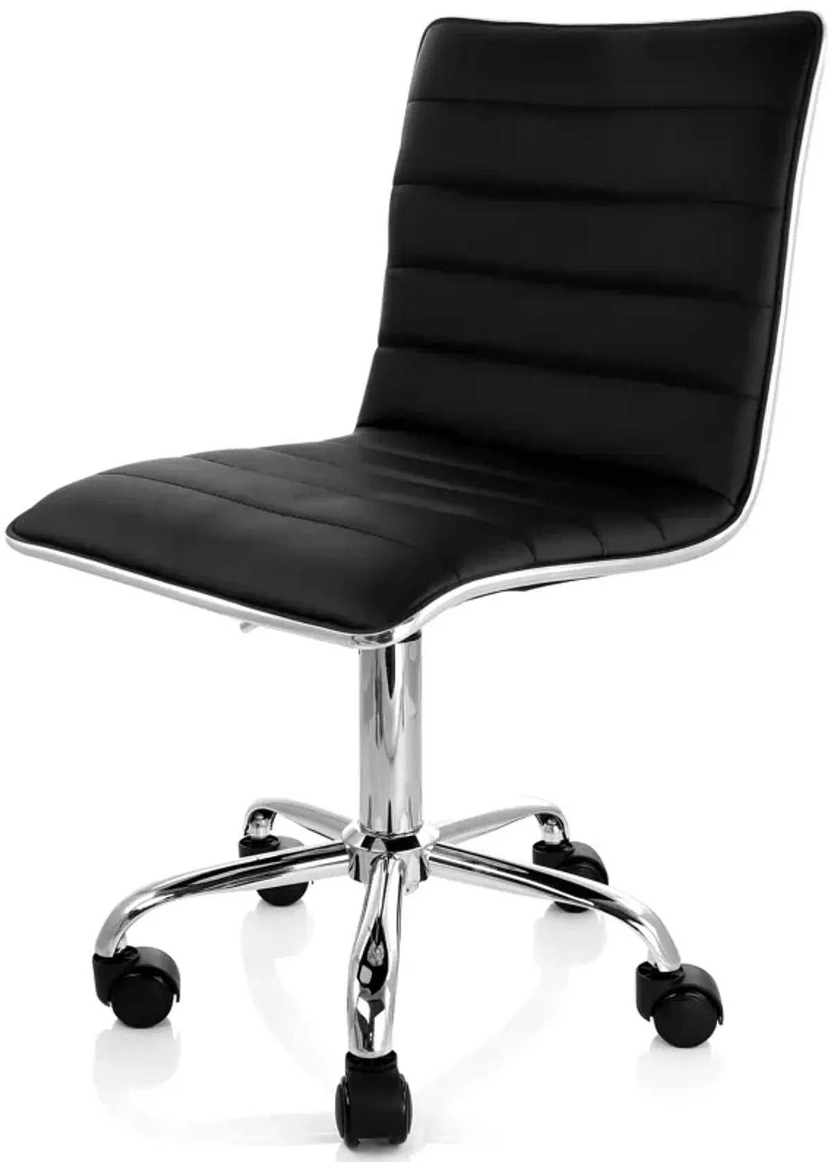 Elama 2 Piece Adjustable Faux Leather Rolling Office Chair in Black with Chrome Finish