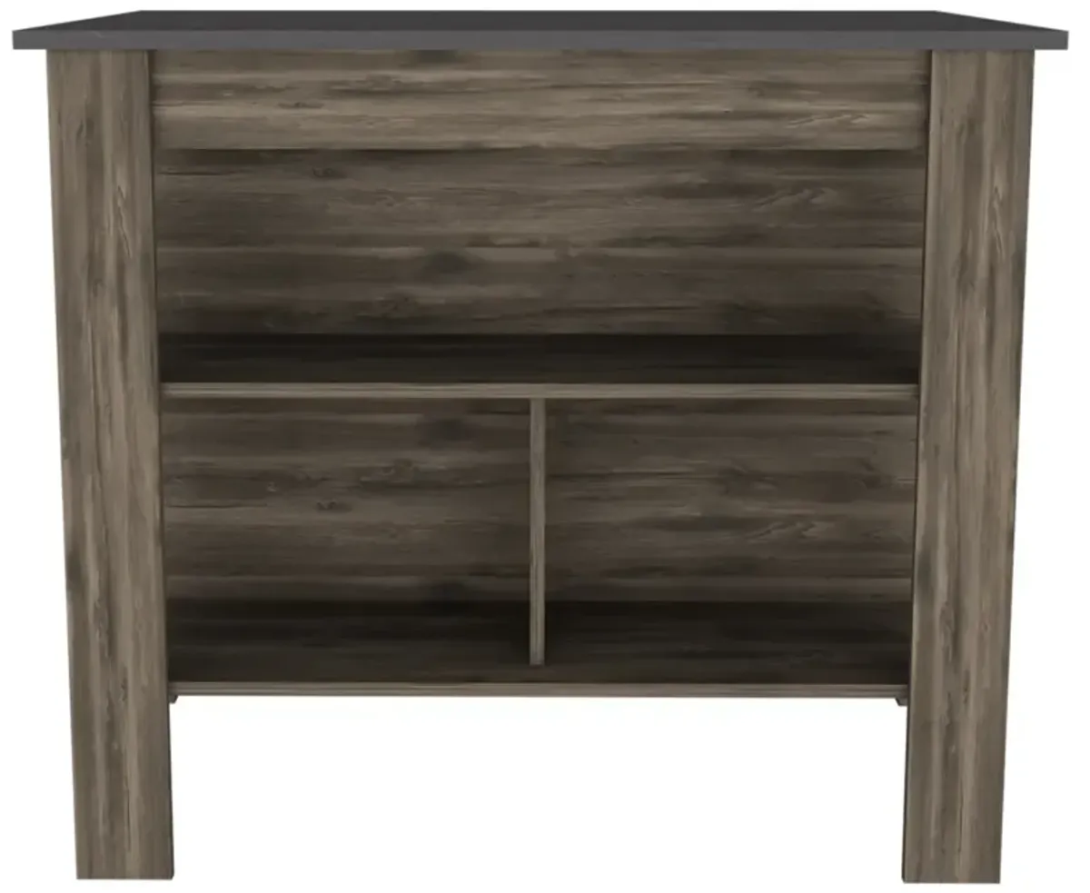 Rockaway 3-Shelf Kitchen Island Dark Brown And Onix