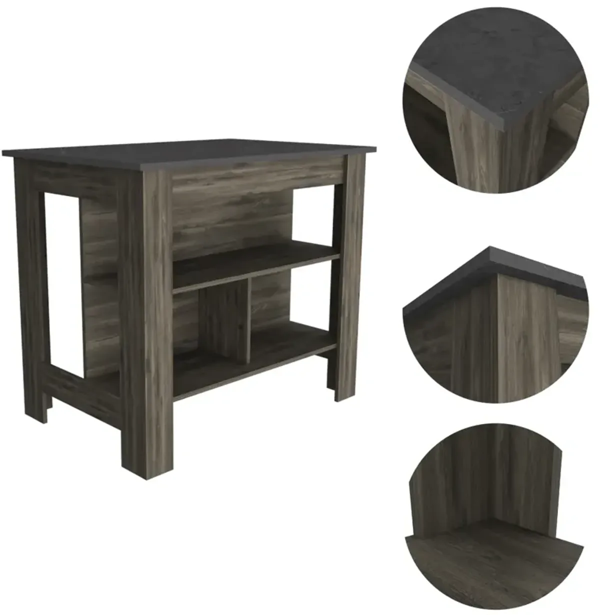 Rockaway 3-Shelf Kitchen Island Dark Brown And Onix