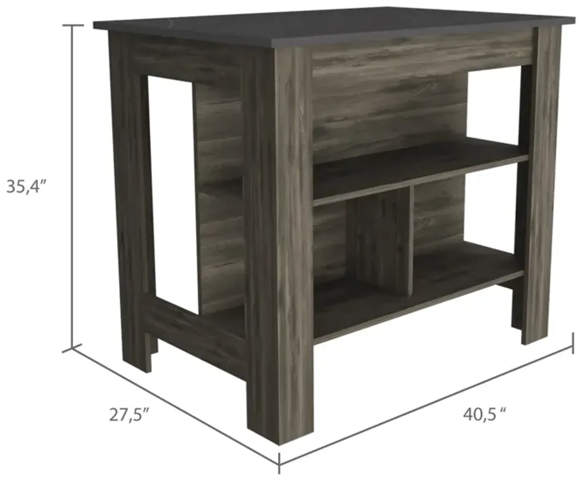 Rockaway 3-Shelf Kitchen Island Dark Brown And Onix