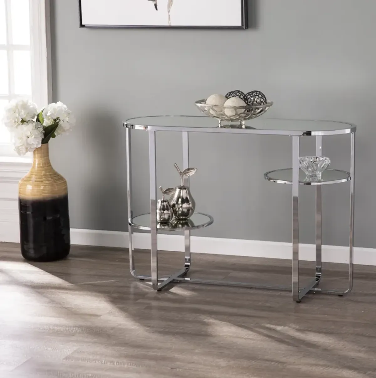 Maxina Mirrored Console Table w/ Storage