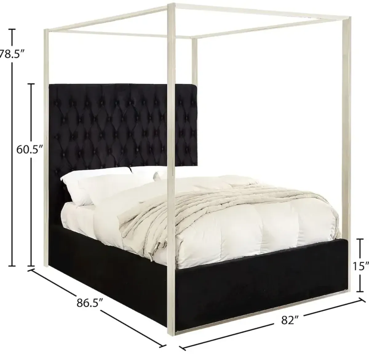 Meridian Furniture Porter Black Velvet King Bed