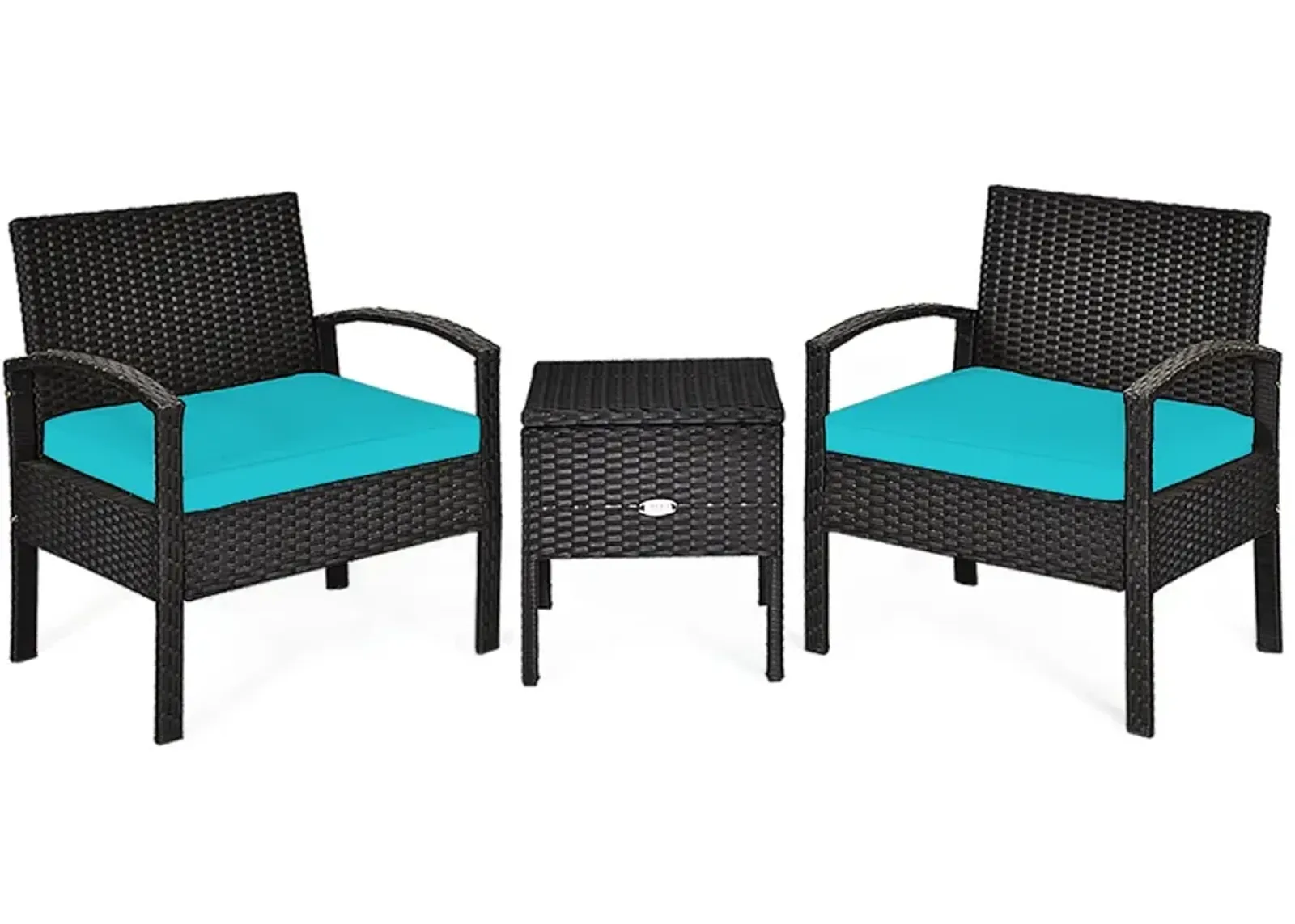 3 Piece PE Rattan Wicker Sofa Set with Washable and Removable Cushion for Patio