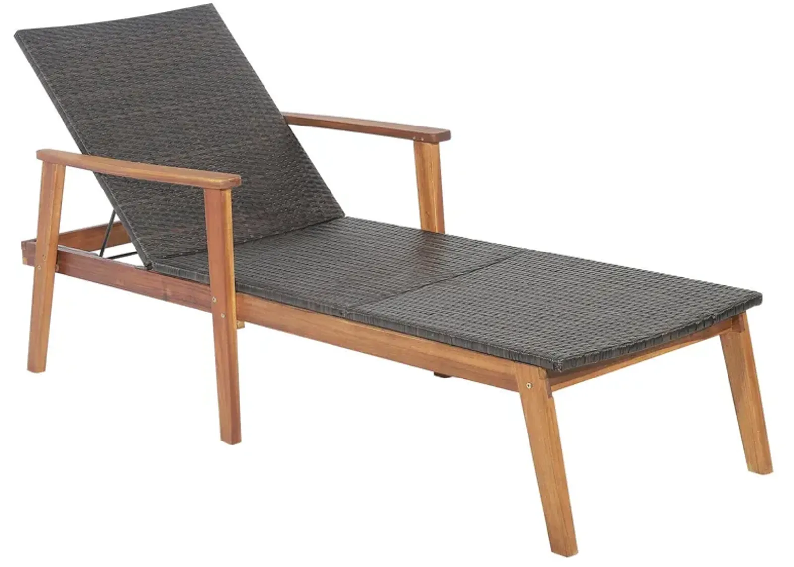 Patio Rattan Lounge Chair with 4-Position Adjustable Backrest