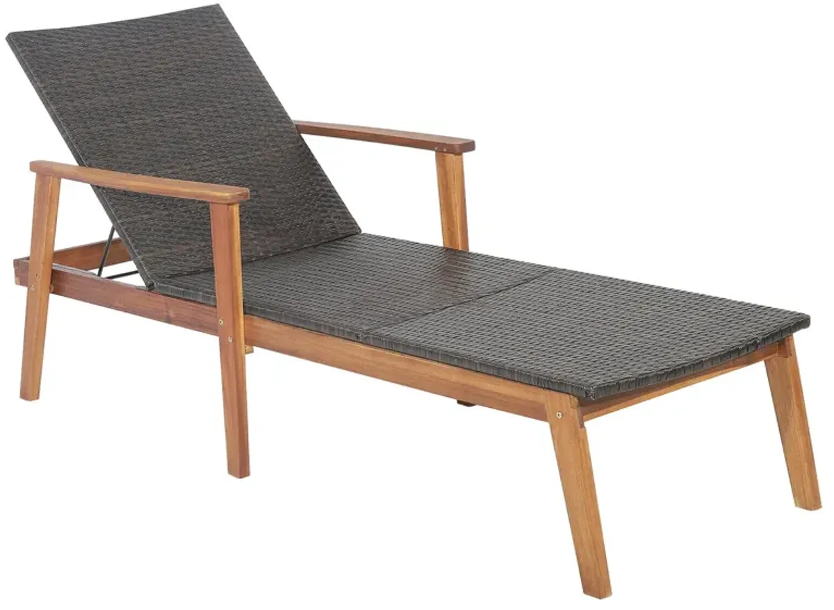 Patio Rattan Lounge Chair with 4-Position Adjustable Backrest