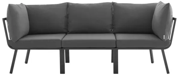 Riverside 3 Piece Outdoor Patio Aluminum Sectional Sofa Set