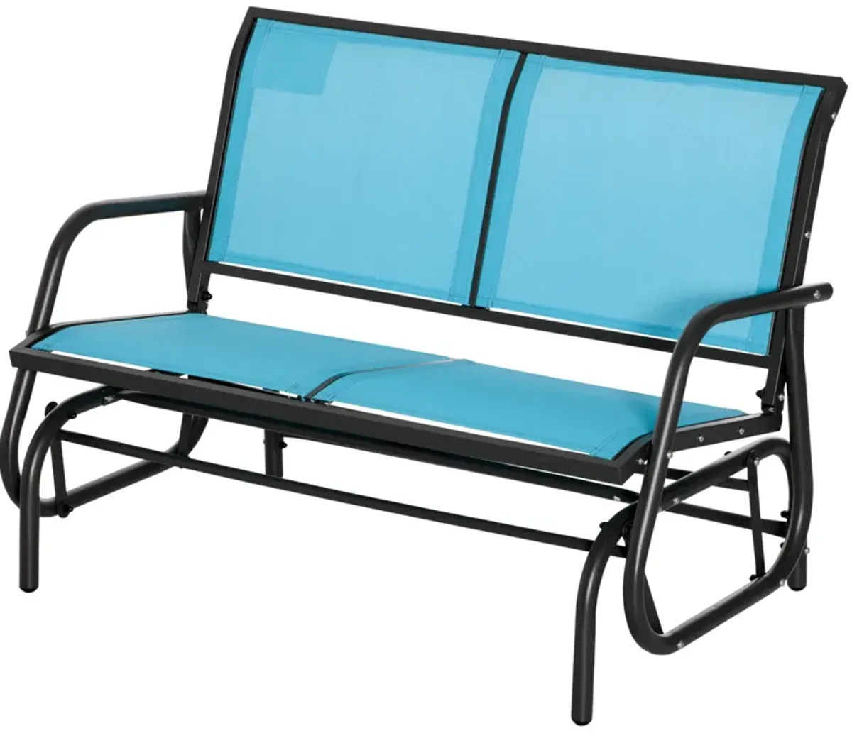 Outsunny 2-Person Outdoor Glider Bench, Patio Double Swing Rocking Chair Loveseat w/ Powder Coated Steel Frame for Backyard Garden Porch, Blue