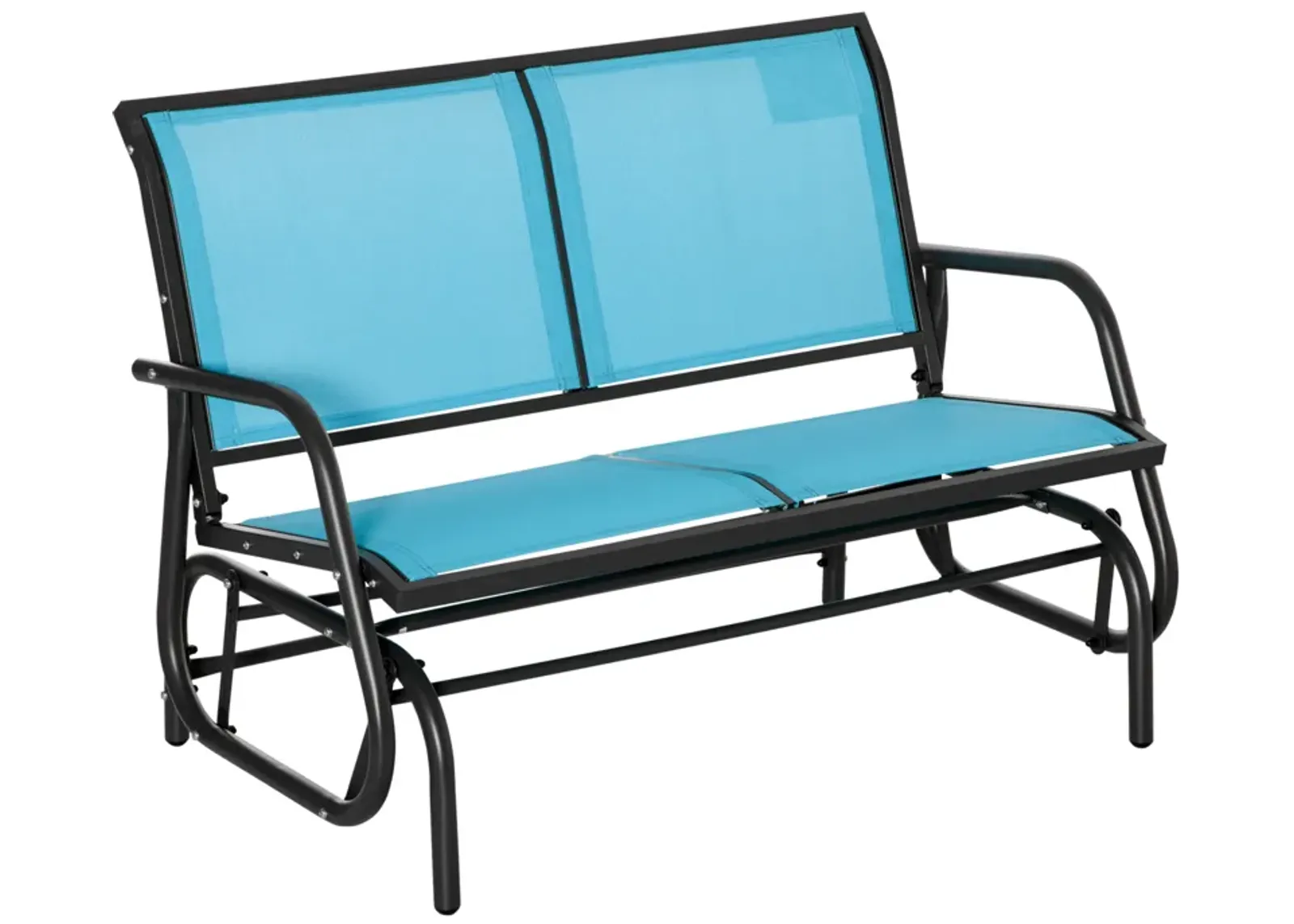 Outsunny 2-Person Outdoor Glider Bench, Patio Double Swing Rocking Chair Loveseat w/ Powder Coated Steel Frame for Backyard Garden Porch, Blue