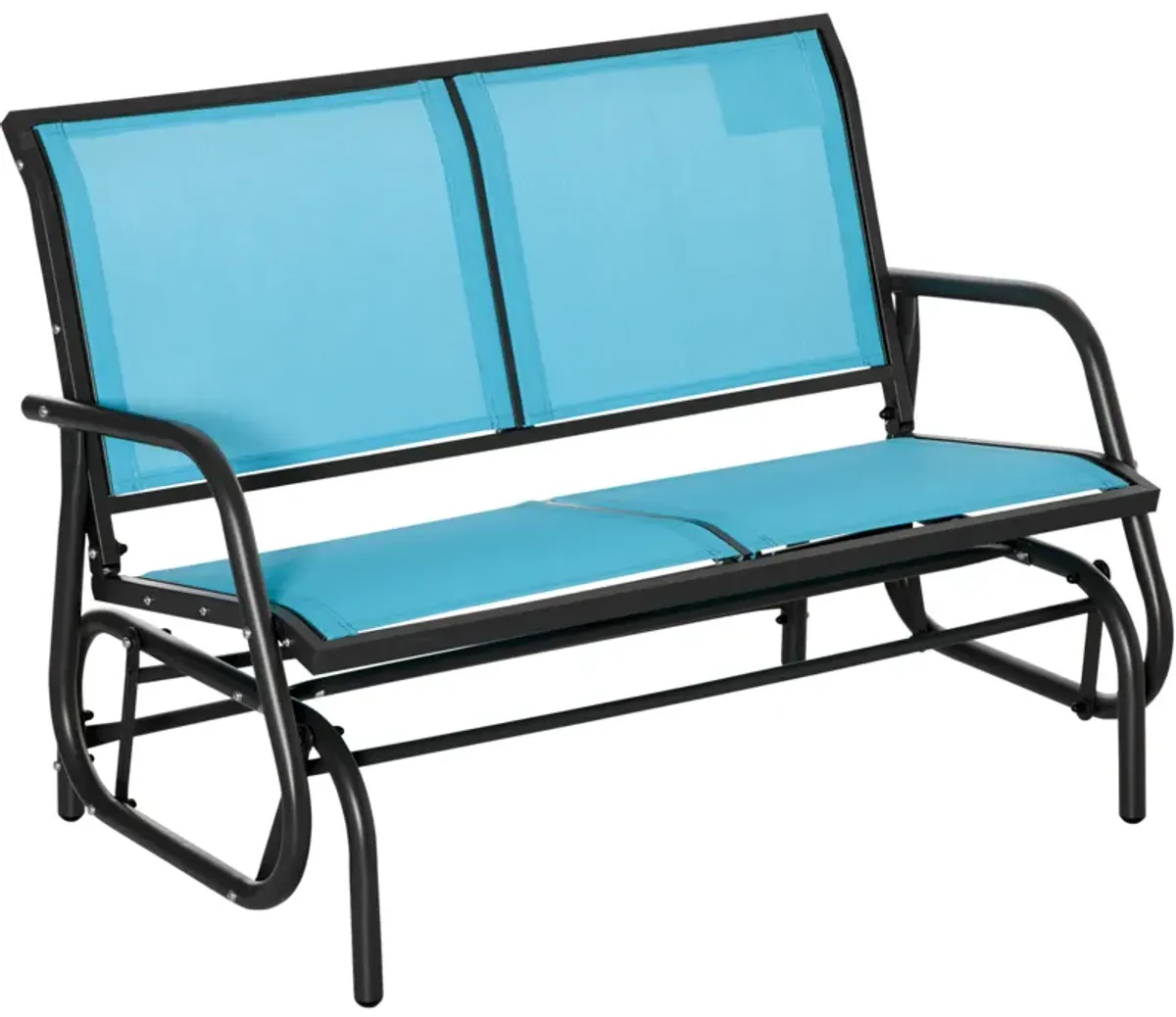 Outsunny 2-Person Outdoor Glider Bench, Patio Double Swing Rocking Chair Loveseat w/ Powder Coated Steel Frame for Backyard Garden Porch, Blue