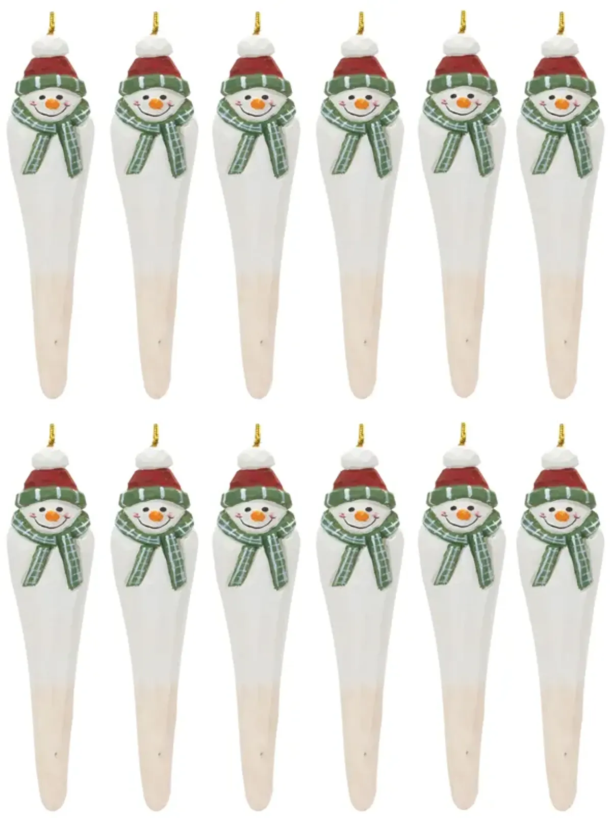 Set of 12 Snowman Drop Ornaments for Christmas Tree Décor and Holiday Decorations