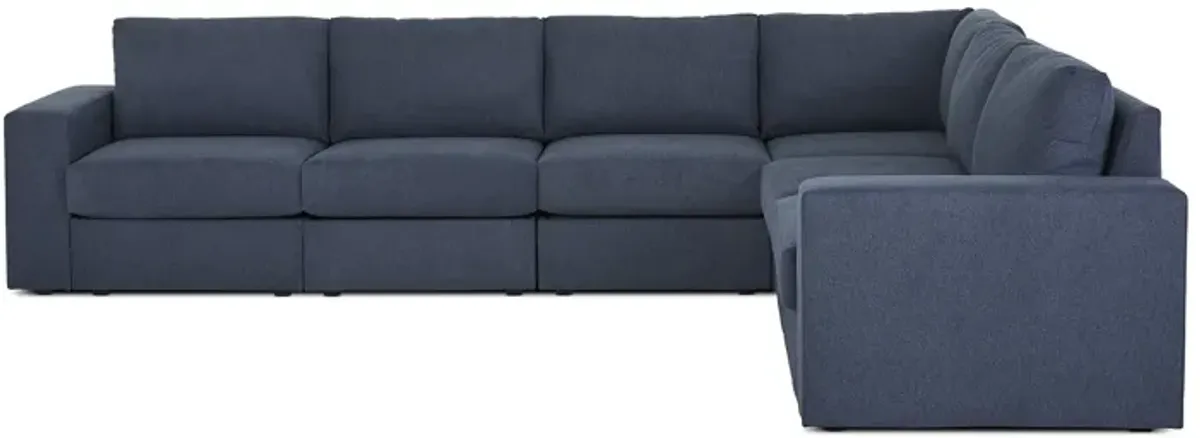 Flex Denim 6-Seat Sectional with Wide Arm
