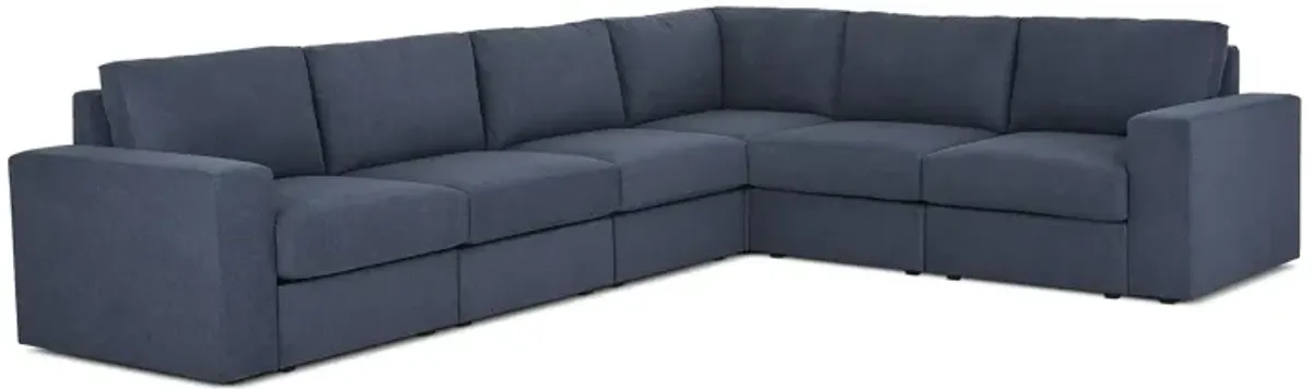 Flex Denim 6-Seat Sectional with Wide Arm