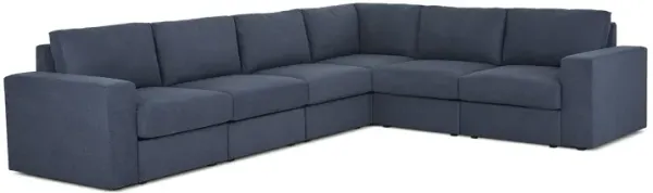 Flex Denim 6-Seat Sectional with Wide Arm