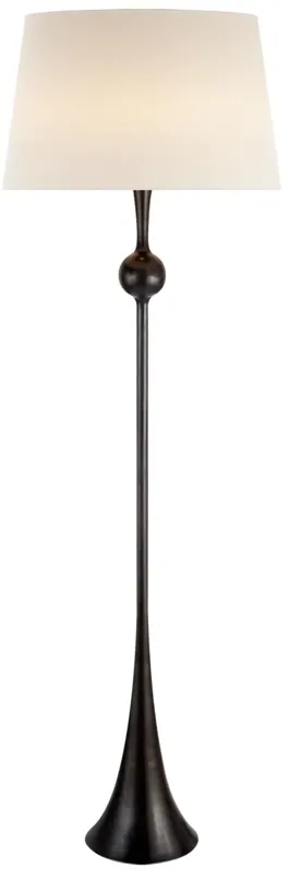 Dover Floor Lamp in Aged Iron with Linen Shade