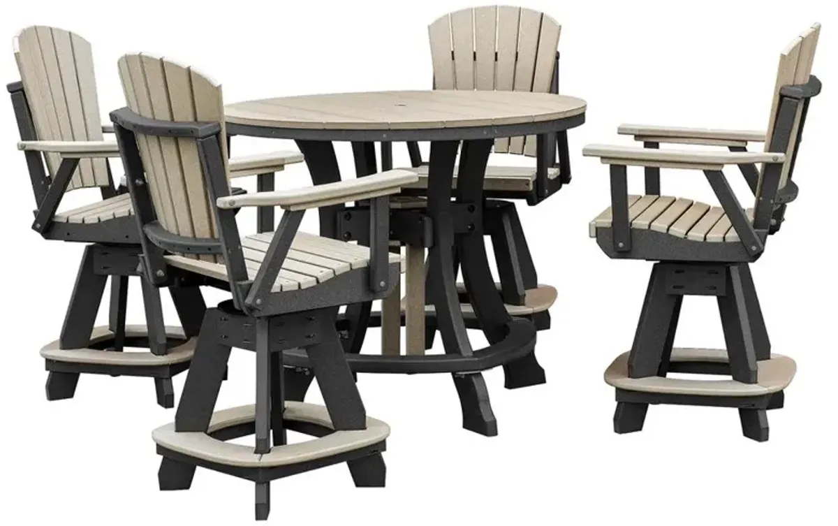 OS Home and Office Model 44R-C-WWBK Counter Height Round Table in Weatherwood with Black Base