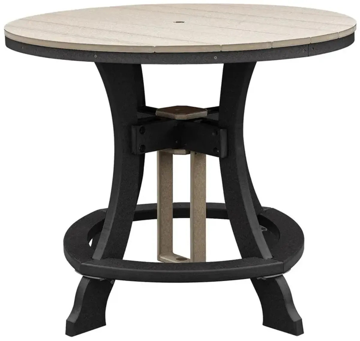 OS Home and Office Model 44R-C-WWBK Counter Height Round Table in Weatherwood with Black Base