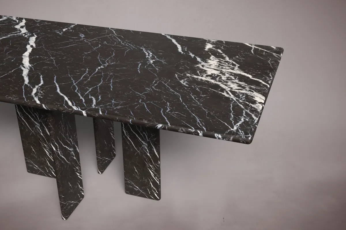 Luna Black Marble Dining Table 72"