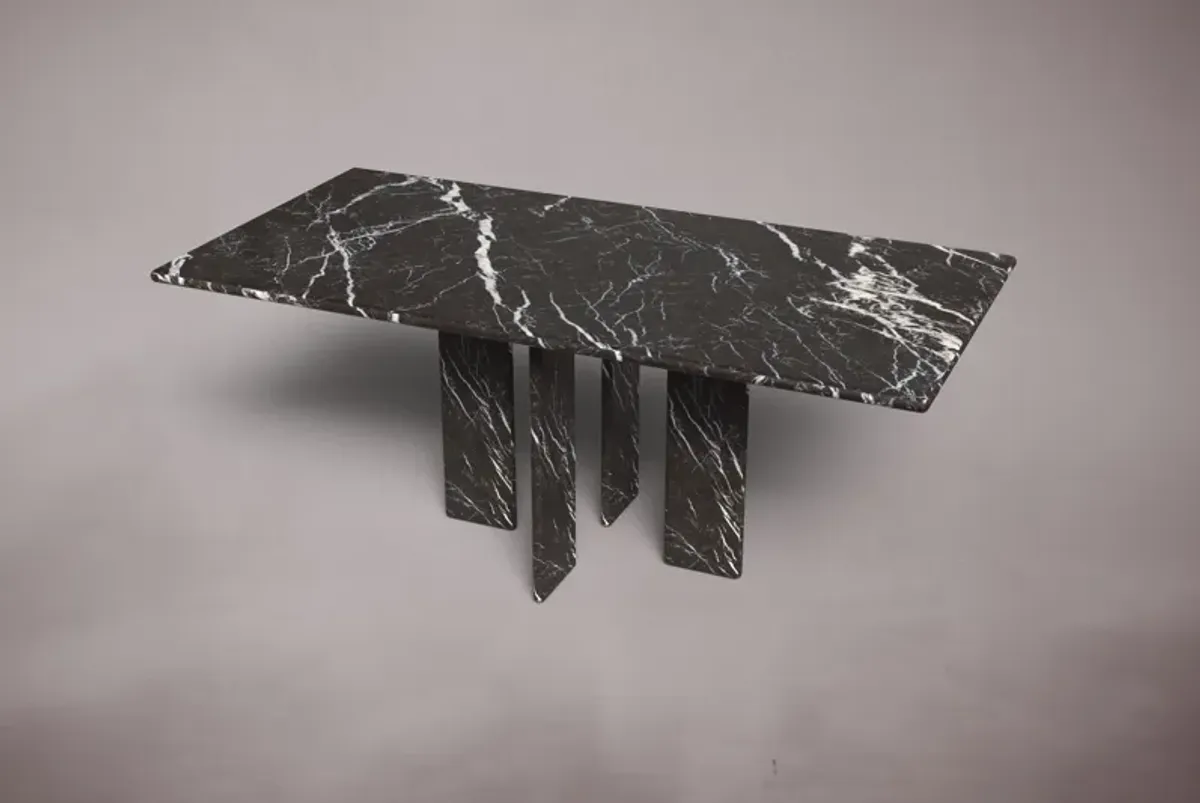 Luna Black Marble Dining Table 72"