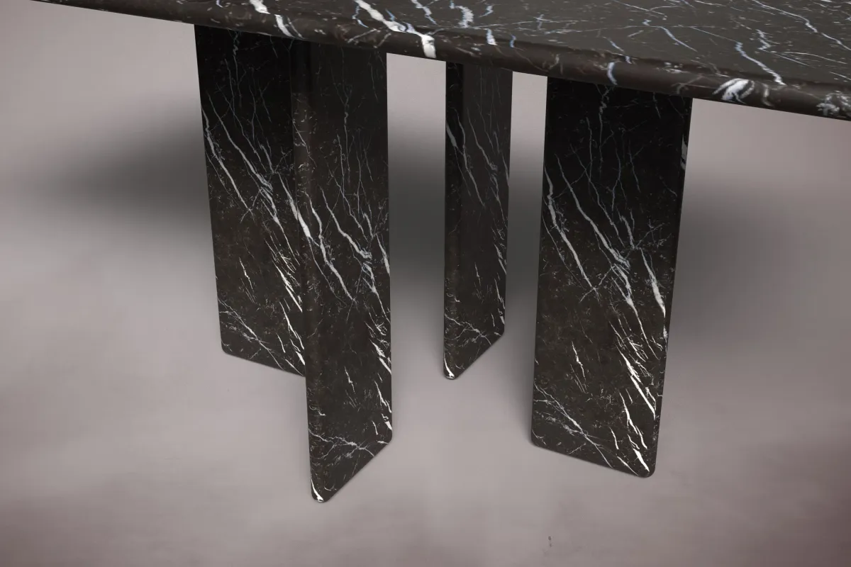 Luna Black Marble Dining Table 72"