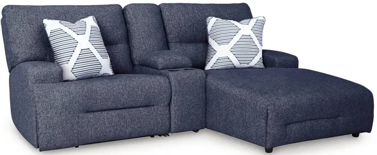 Acklen Place Navy 3-Piece Power Reclining Sectional Sofa with Chaise