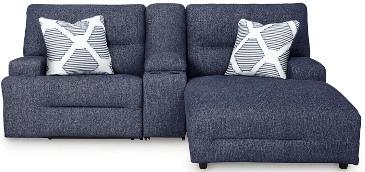 Acklen Place Navy 3-Piece Power Reclining Sectional Sofa with Chaise