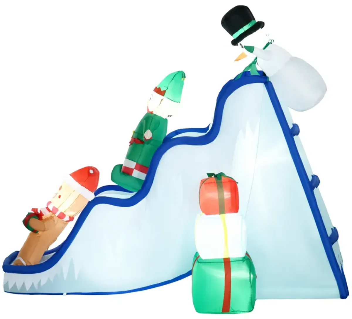 HOMCOM 8.5FT Long Christmas Inflatable Snowman Elf and Gingerbread Man