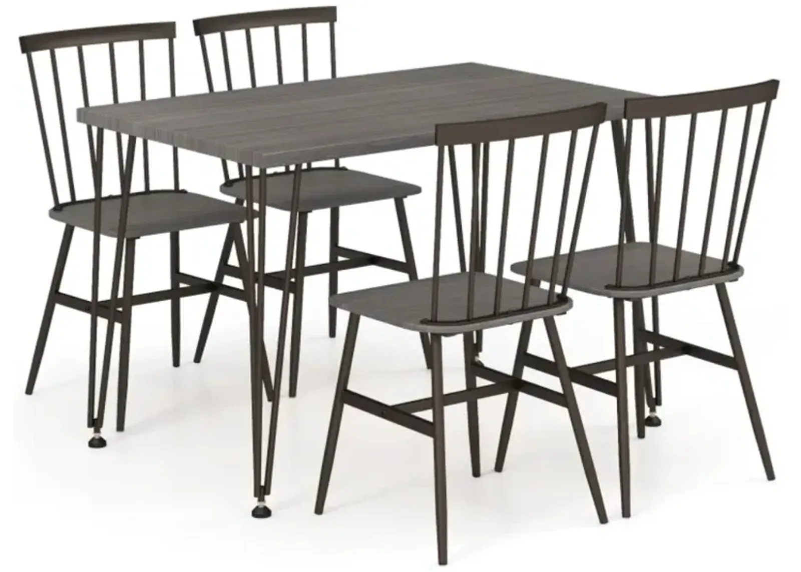 Hivvago 5-Piece Dining Table Set for 4 with 360° Swivel Feet for Small Place