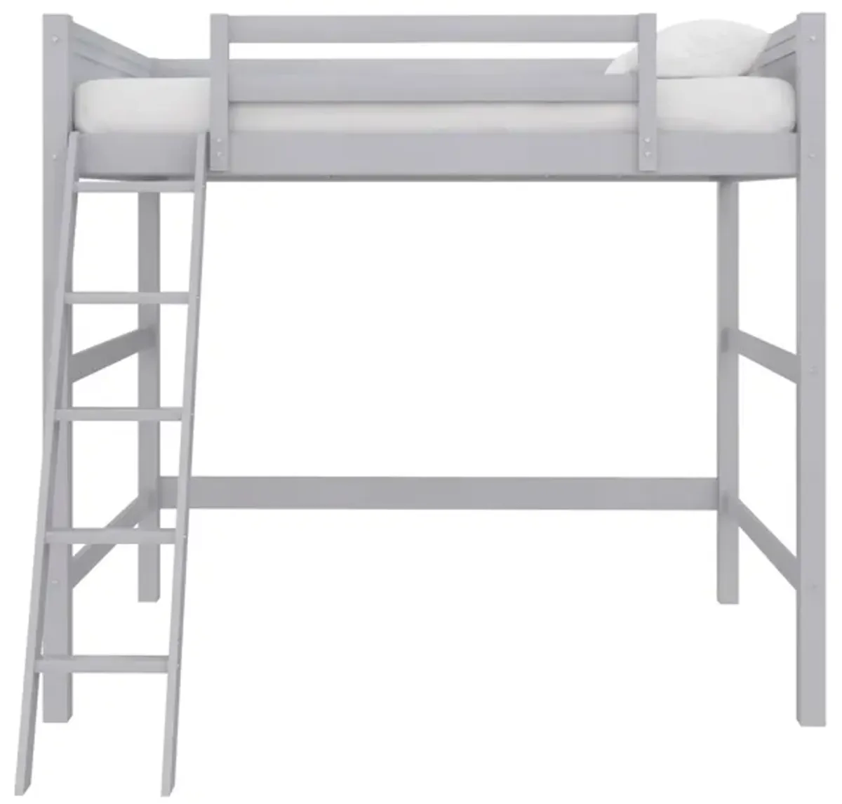 DHP Carlson Loft Bed for Kids Bedroom Furniture, Full Size Wood Frame, Gray