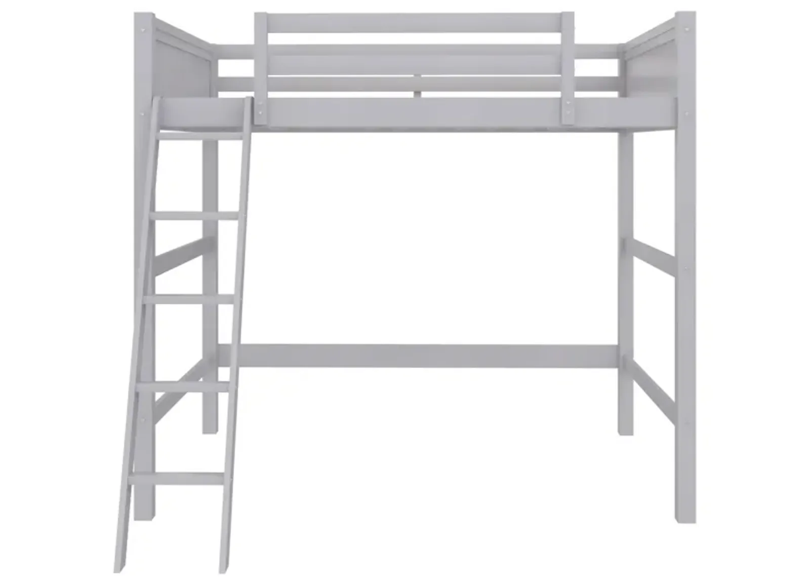 DHP Carlson Loft Bed for Kids Bedroom Furniture, Full Size Wood Frame, Gray