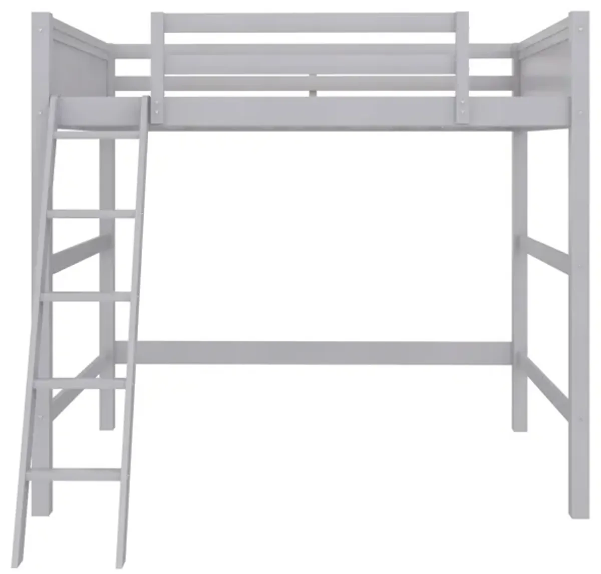 DHP Carlson Loft Bed for Kids Bedroom Furniture, Full Size Wood Frame, Gray