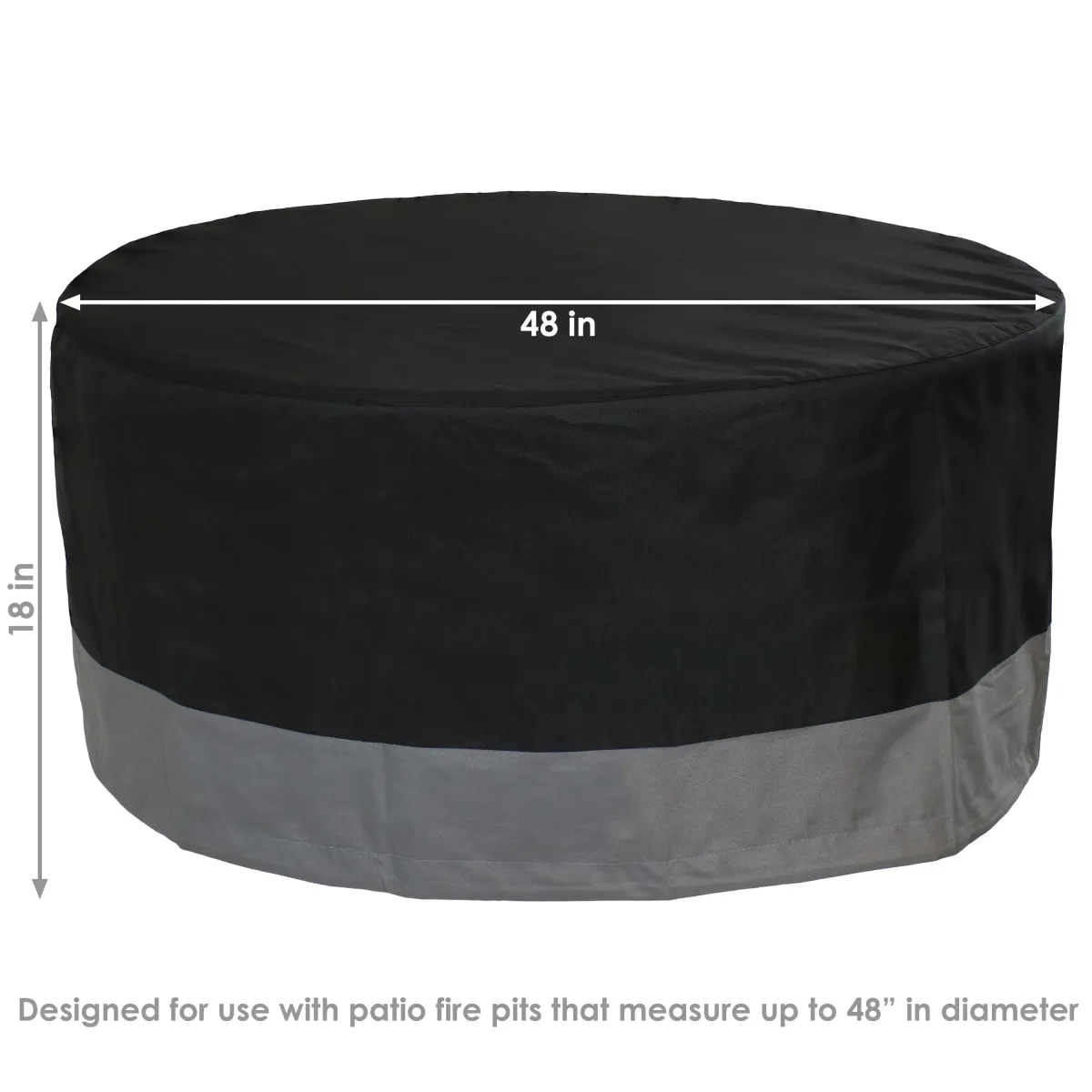 Sunnydaze 2-Tone Polyester Round Outdoor Fire Pit Cover - Gray/Black