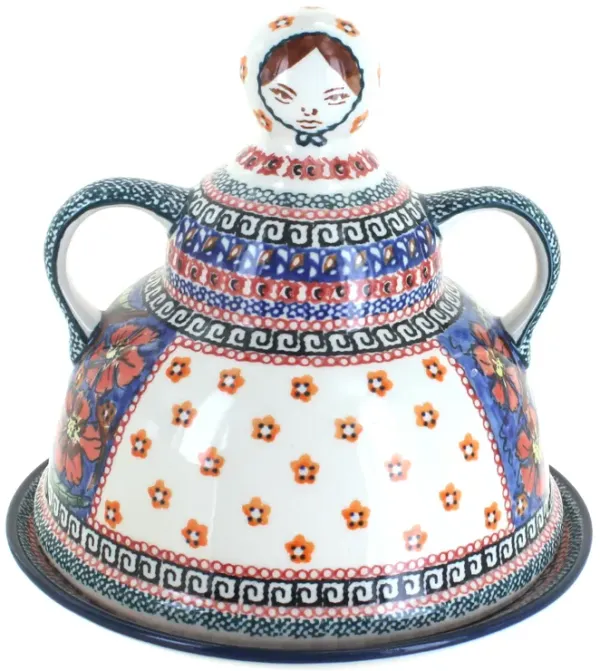 Blue Rose Polish Pottery Nature Cheese Lady