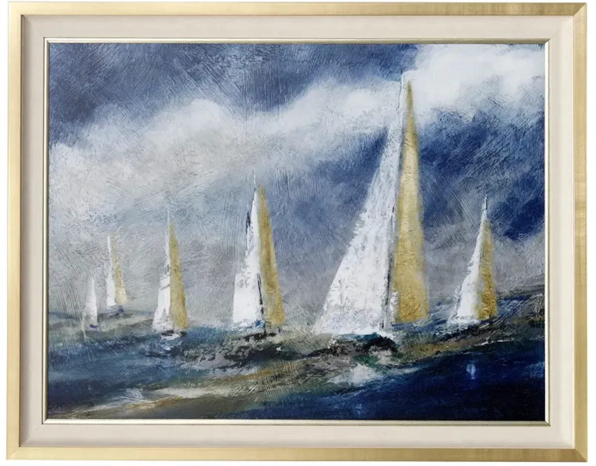 Indigo Swells Framed Print