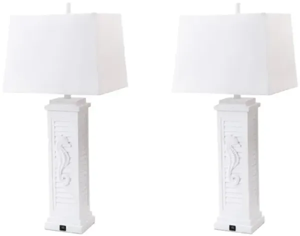 Hivvago Set of Two 32" White Table Lamp With Off White Shade