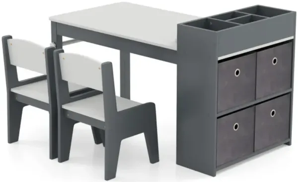 Kids Art Table and Chairs Set with 2 Chairs and Paper Roll